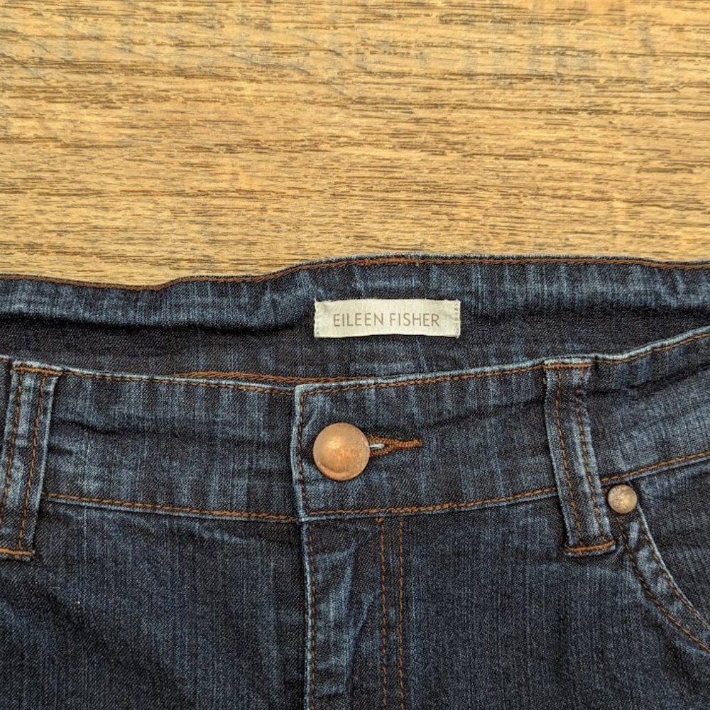Eileen Fisher Organic Cotton Stretch Straight Ankle Jean Size 12 - Picture 4 of 6